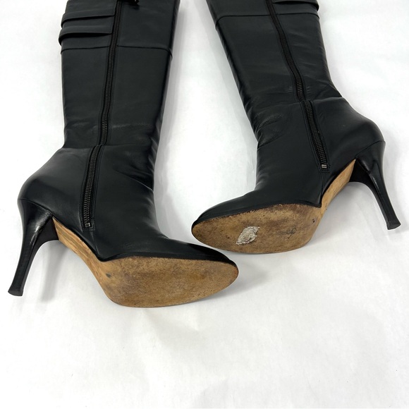 COLE HAAN Air Tall Knee High Boots Sz 10 B Black Leather Side Zipper - Picture 2 of 8